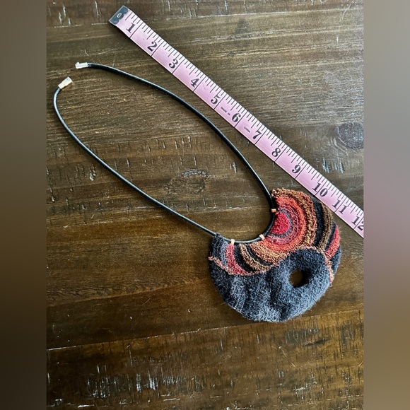 Handmade fiber art necklace - Picture 2 of 3